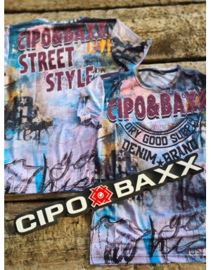 Kolorowy t-shirt męski z nadrukiem cipo baxx ct637 sklep online