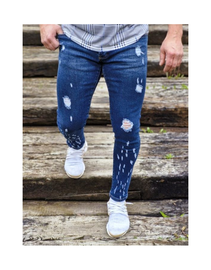 GRANATOWE SPODNIE MĘSKIE JEANS SPEDBOY HU004