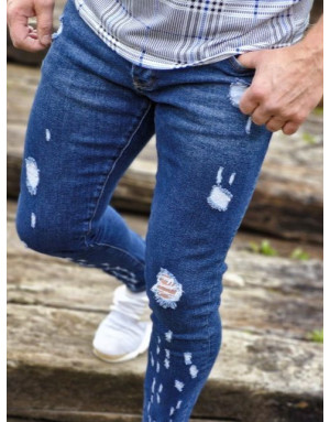 GRANATOWE SPODNIE MĘSKIE JEANS SPEDBOY HU004