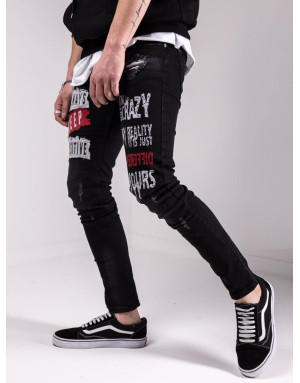 CZARNE SPODNIE JEANS PRZECIERANE SPEDBOY  6032