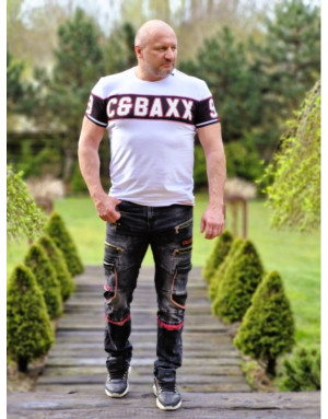 Biały t-shirt męski z napisami cipo baxx CT631