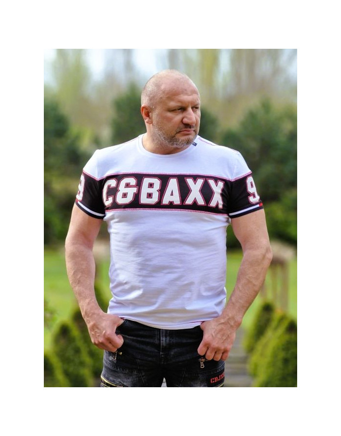 Biały t-shirt męski z napisami cipo baxx CT631