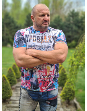 Biały t-shirt męski kolorowy nadruk cipo baxx ct623