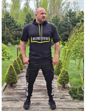 BIAŁY T-SHIRT MĘSKI KANGURKA OVERSIZE KAPTUR CT590