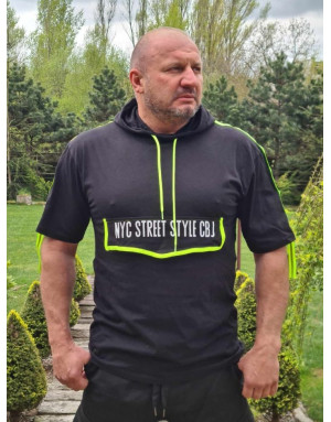 BIAŁY T-SHIRT MĘSKI KANGURKA OVERSIZE KAPTUR CT590