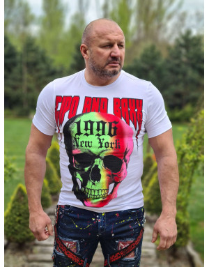 BIAŁY T-SHIRT MĘSKI NADRUK CZACHA DŻETY SPEDBOY CL406