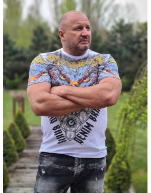 BIAŁY T-SHIRT MĘSKI  NADRUK ORZEŁ DŻETY SPEDBOY CL488