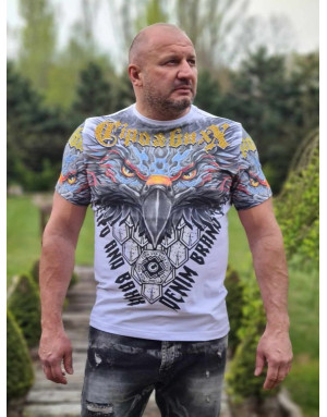 BIAŁY T-SHIRT MĘSKI  NADRUK ORZEŁ DŻETY SPEDBOY CL488