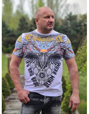 BIAŁY T-SHIRT MĘSKI  NADRUK ORZEŁ DŻETY SPEDBOY CL488