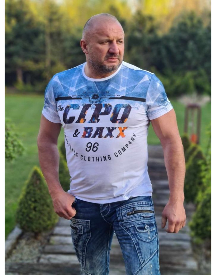 Biały t-shirt męski z nadrukiem cipo baxx ct 612 sklep online spedboy