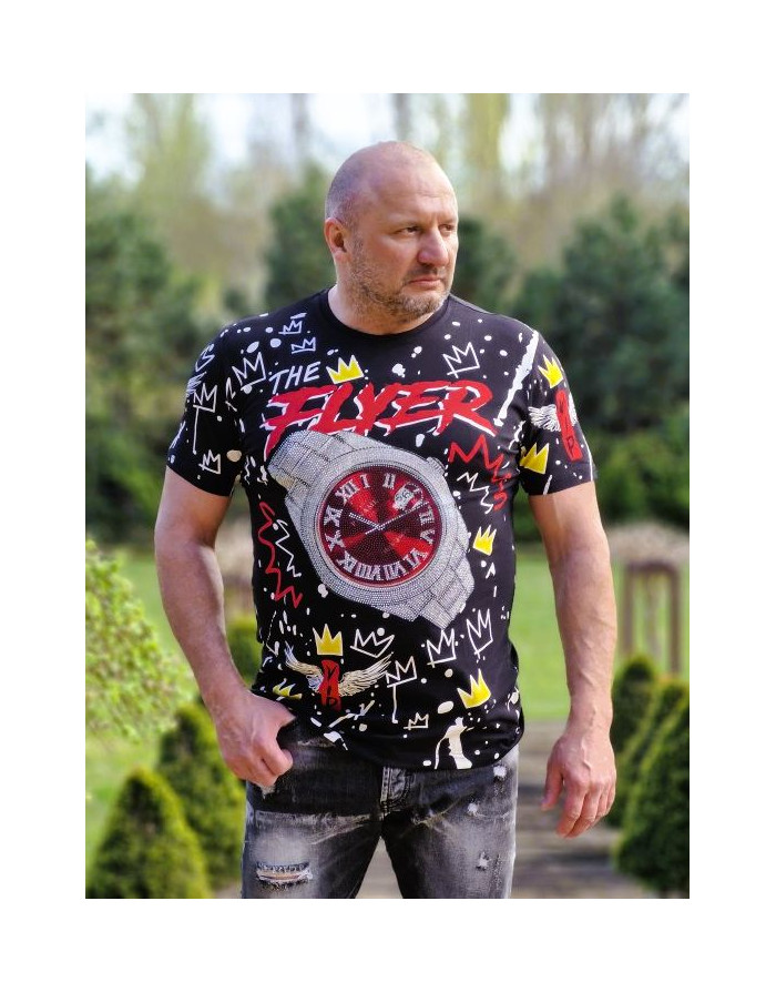 CZARNY T-SHIRT MĘSKI DŻETY NADRUK SPEDBOY 9603