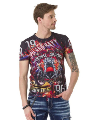 CZARNY T-SHIRT MĘSKI NADRUK DŻETY SPEDBOY CL680