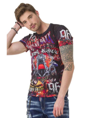 CZARNY T-SHIRT MĘSKI NADRUK DŻETY SPEDBOY CL680