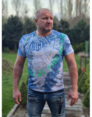 NIEBIESKI T-SHIRT MĘSKI Z NADRUKIEM OMBRE CIPO & BAXX CT614