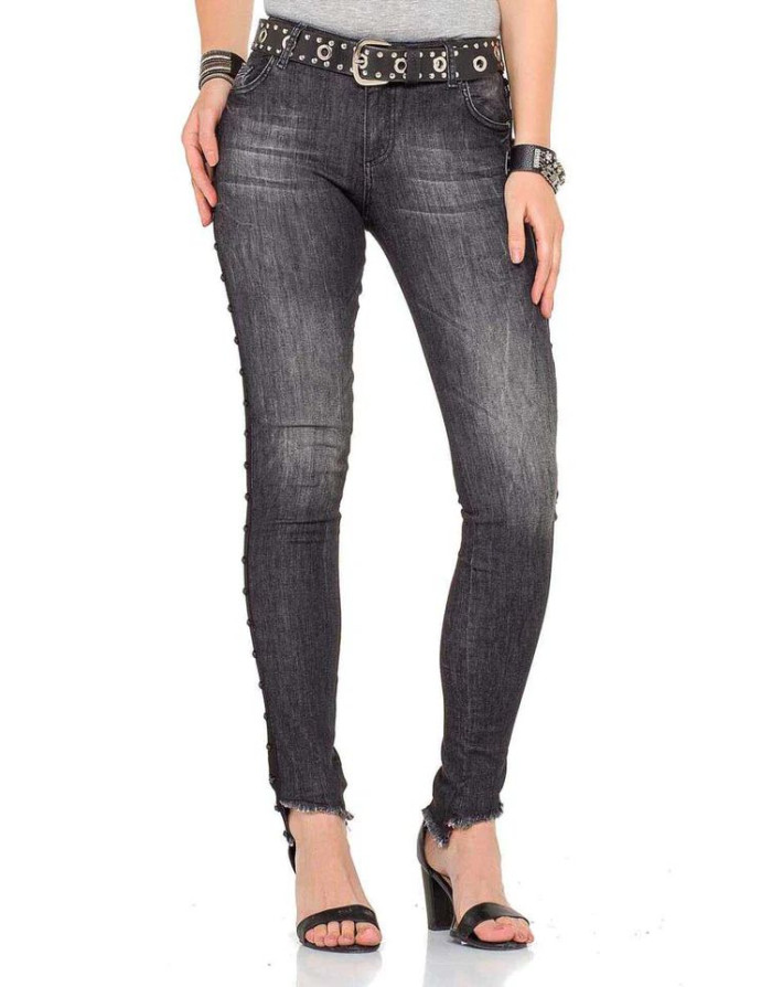 CZARNE DAMSKIE SPODNIE JEANS SPEDBOY  WD341