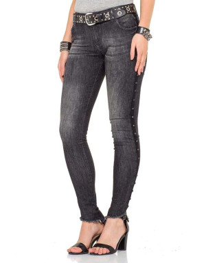 CZARNE DAMSKIE SPODNIE JEANS SPEDBOY  WD341