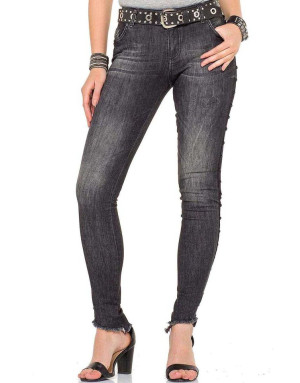 CZARNE DAMSKIE SPODNIE JEANS SPEDBOY  WD341