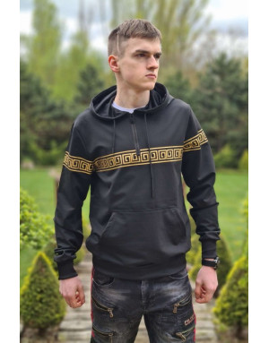 CZARNA BLUZA MŁODZIEŻOWA  WKŁADANA Z KAPTUREM ZŁOTY NADRUK SPEDBOY W-2676