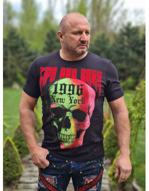 CZARNY  T-SHIRT MĘSKI NADRUK CZACHA DŻETY SPEDBOY CL406