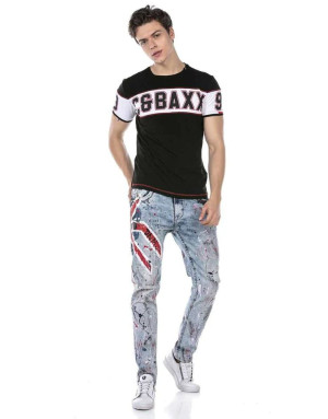 CZARNY  T-SHIRT MĘSKI NADRUK  SPEDBOY CT631