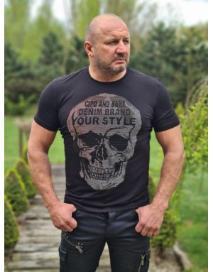 CZARNY T-SHIRT MĘSKI CZASZKA DŻETY SPEDBOY CT553