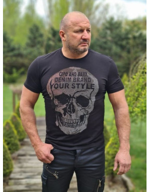 CZARNY T-SHIRT MĘSKI CZASZKA DŻETY SPEDBOY CT553