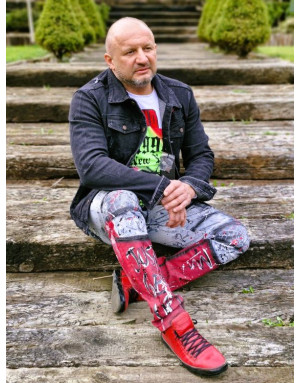 CZARNA KURTKA MĘSKA JEANS Z DZIURAMI SPEDBOY 003