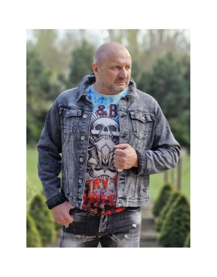 CZARNA KURTKA MĘSKA JEANS SPEDBOY 31055