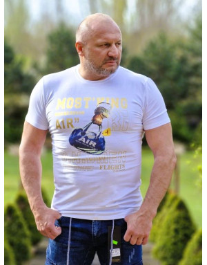 BIAŁY T-SHIRT MĘSKI Z NADRUKIEM  SPEDBOY 5091