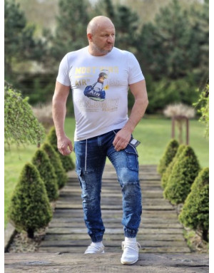 BIAŁY T-SHIRT MĘSKI Z NADRUKIEM  SPEDBOY 5091