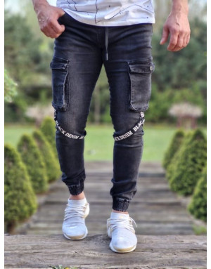 CZARNE SPODNIE MĘSKIE JEANS JOGGERY SPEDBOY 6866