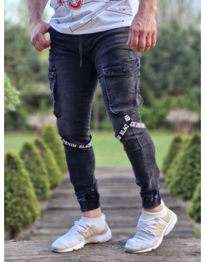 CZARNE SPODNIE MĘSKIE JEANS JOGGERY SPEDBOY 6866