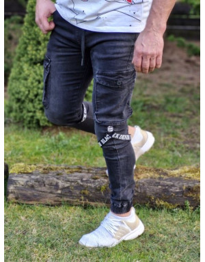 CZARNE SPODNIE MĘSKIE JEANS JOGGERY SPEDBOY 6866