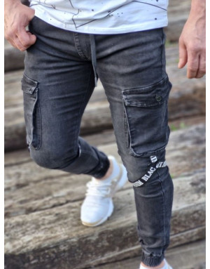 CZARNE SPODNIE MĘSKIE JEANS JOGGERY SPEDBOY 6866