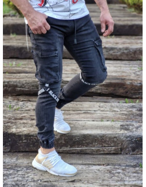 CZARNE SPODNIE MĘSKIE JEANS JOGGERY SPEDBOY 6866