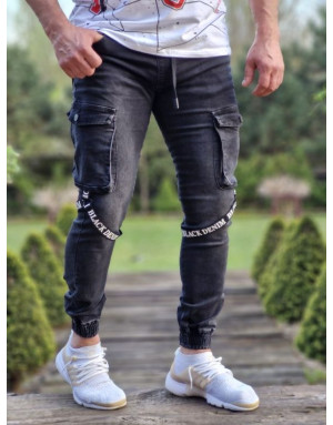 CZARNE SPODNIE MĘSKIE JEANS JOGGERY SPEDBOY 6866