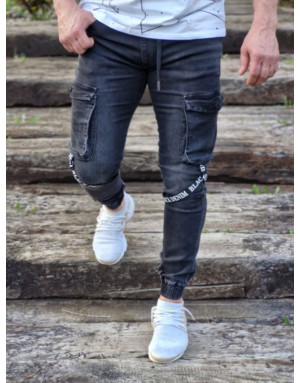 CZARNE SPODNIE MĘSKIE JEANS JOGGERY SPEDBOY 6866