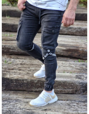 CZARNE SPODNIE MĘSKIE JEANS JOGGERY SPEDBOY 6866