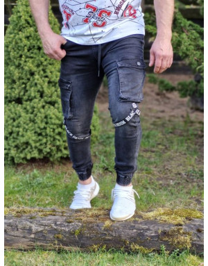 CZARNE SPODNIE MĘSKIE JEANS JOGGERY SPEDBOY 6866