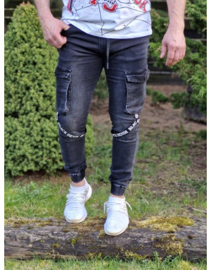 CZARNE SPODNIE MĘSKIE JEANS JOGGERY SPEDBOY 6866