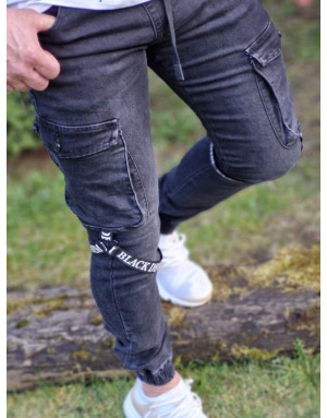 CZARNE SPODNIE MĘSKIE JEANS JOGGERY SPEDBOY 6866