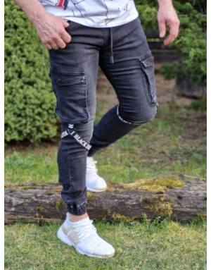 CZARNE SPODNIE MĘSKIE JEANS JOGGERY SPEDBOY 6866