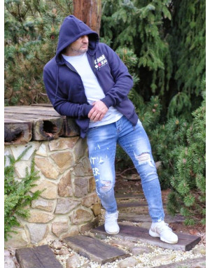 NIEBIESKIE SPODNIE MĘSKIE JEANS Z DZIURAMI SPEDBOY 7002