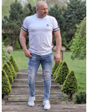 NIEBIESKIE SPODNIE MĘSKIE JEANS Z DZIURAMI SPEDBOY 7002