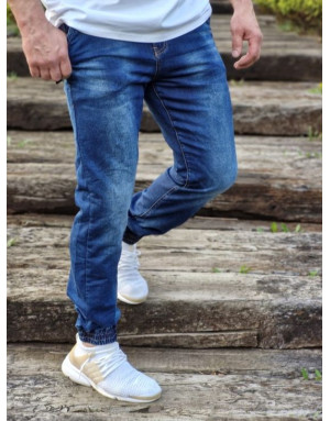 GRANATOWE SPODNIE MĘSKIE JEANS JOGERY SPEDBOY 51003