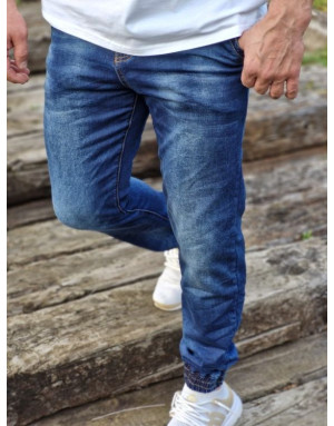 GRANATOWE SPODNIE MĘSKIE JEANS JOGERY SPEDBOY 51003