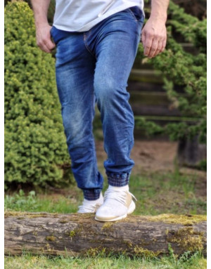 GRANATOWE SPODNIE MĘSKIE JEANS JOGERY SPEDBOY 51003