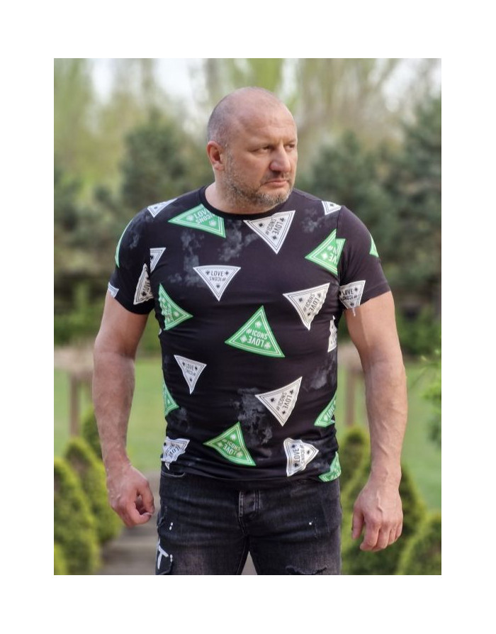 CZARNY T-SHIRT MĘSKI Z NADRUKIEM  SPEDBOY 392