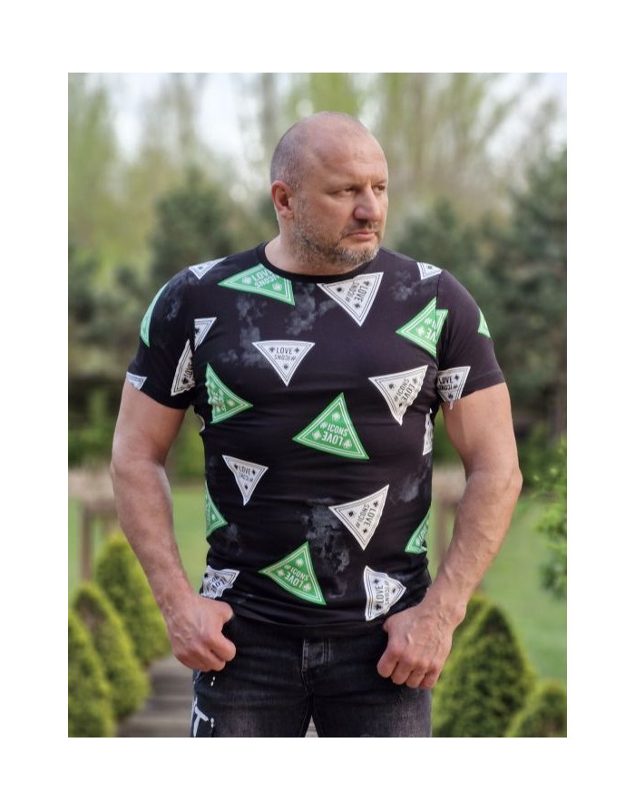 CZARNY T-SHIRT MĘSKI Z NADRUKIEM  SPEDBOY 392