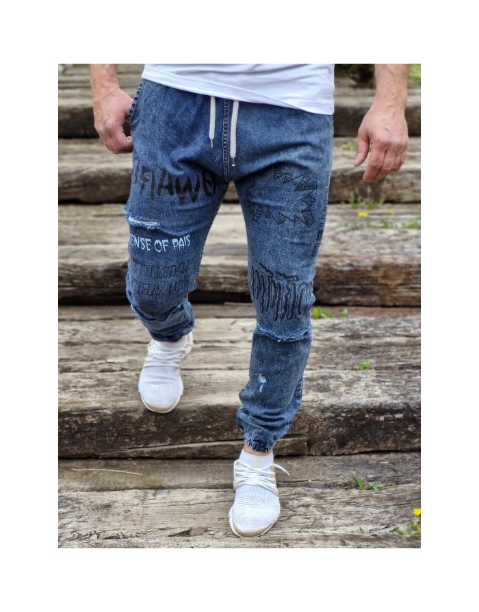 GRANATOWE SPODNIE MĘSKIE JEANS JOGGERY SPEDBOY 2037